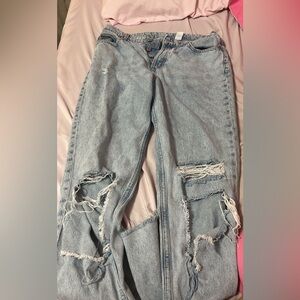 Stylish Light Blue Distressed Women's Jeans